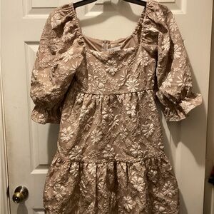 Entro Kids Floral Dress in Tan